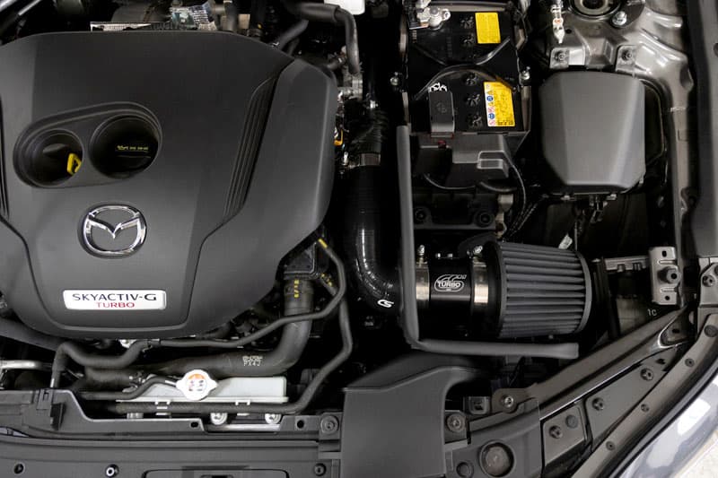 Mazda 3 turbo cold air intake heat shield installed